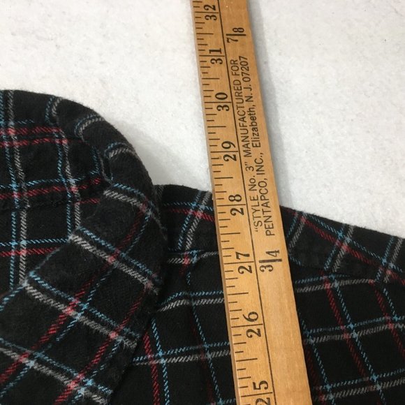 Merona Shirt Mens Large multi plaid dark Button Up Long Sleeve Casual 1996 - Picture 3 of 6
